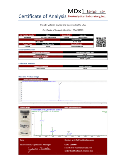 COA258009 Batch 260120TL103 QC260446 Thymosin Beta-4_page1