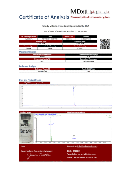 COA258002 Batch 260119PT103 QC260271 PT-141_page1
