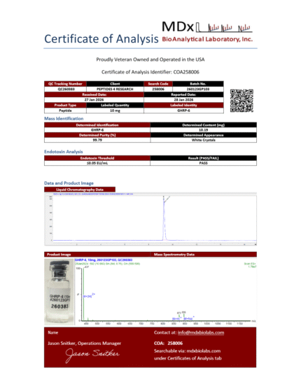COA258006 Batch 260123GP103 QC260383 GHRP-6_page1